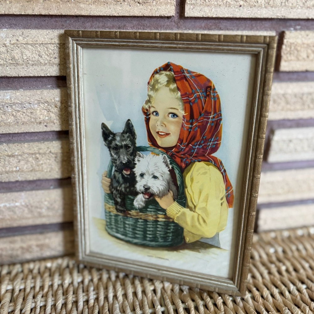 50's "Happy Companions" Framed Art Card - England - Kids Bedroom - 50's Bedroom